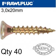 R-TS CHIPBOARD HD SCREW 3.5X20MM X40 PER BAG